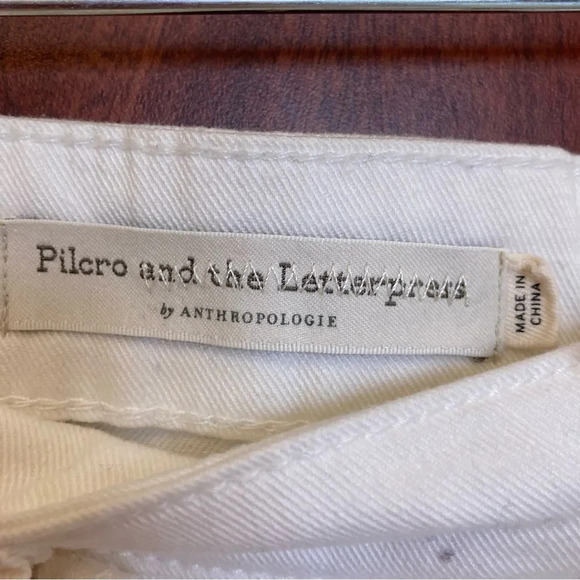 ANTHROPOLOGIE Pilcro and the Letterpress White Jeans Brass Details High Rise 27 - Picture 6 of 11